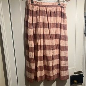 Striped Midi Skirt in Pink and Brown